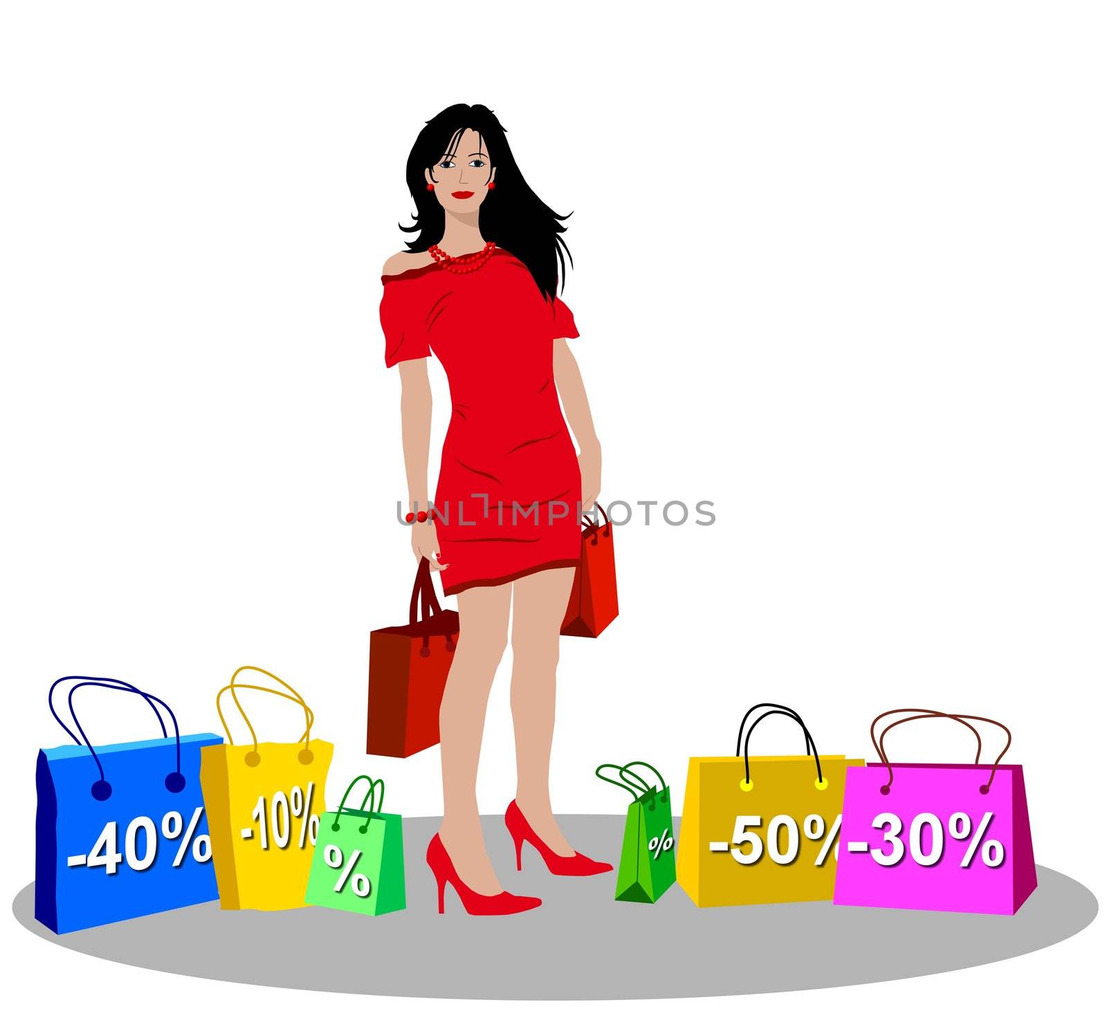 young woman shopping bags discount by peromarketing
