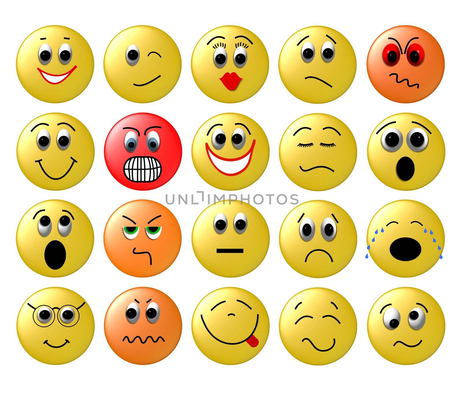 smileys showing different emotions