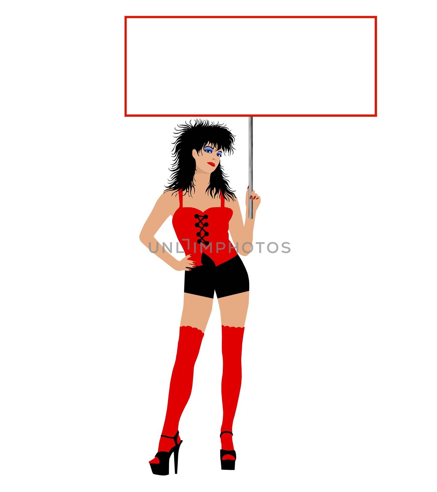 sexy illustration of a woman with blank placard by peromarketing