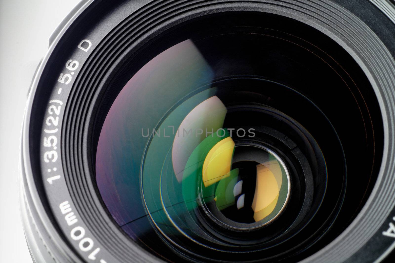 Camera lens closeup: this sample is from an SLR (single lens reflex).
