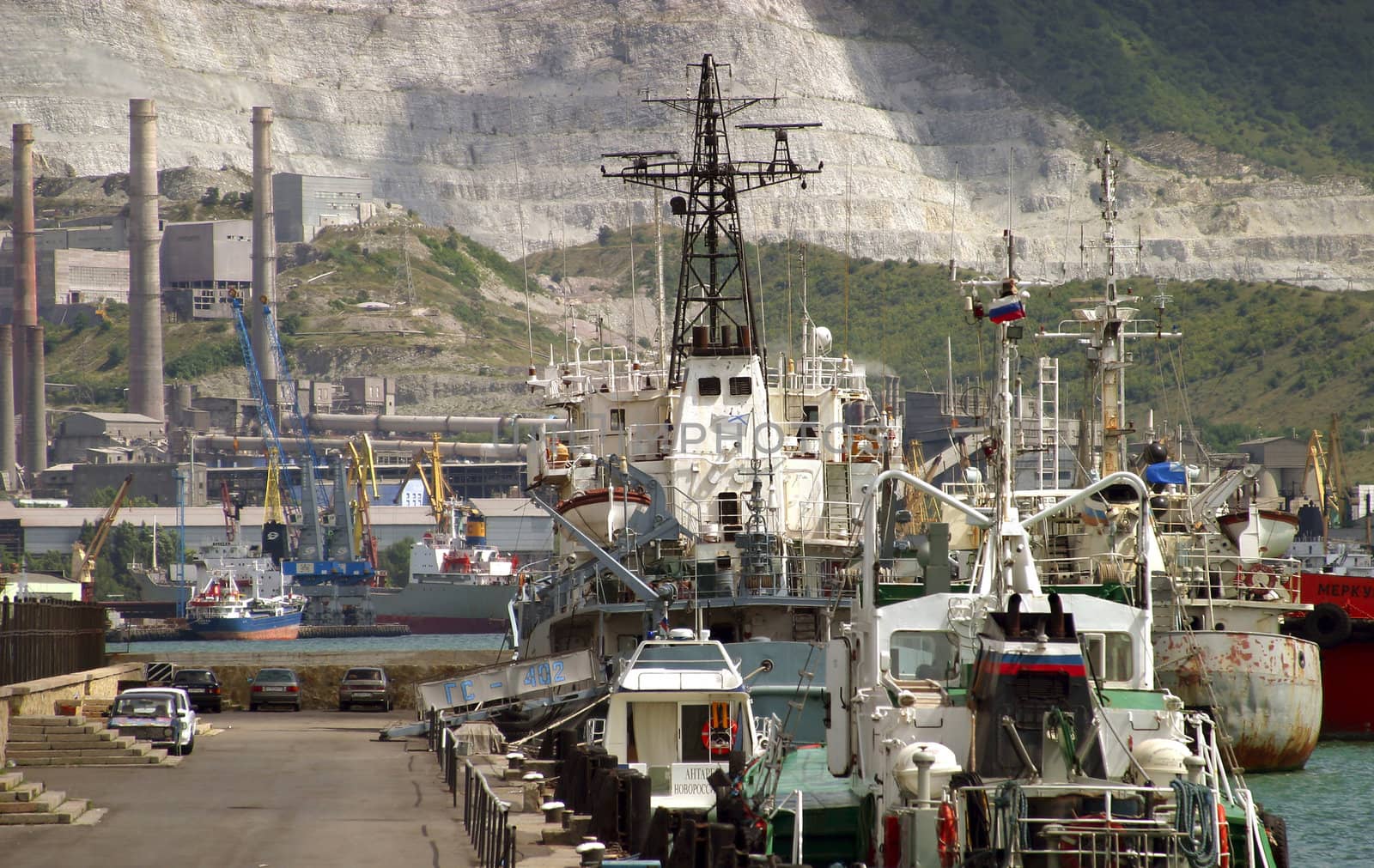 Fishermen boats at the port of Novorossisk