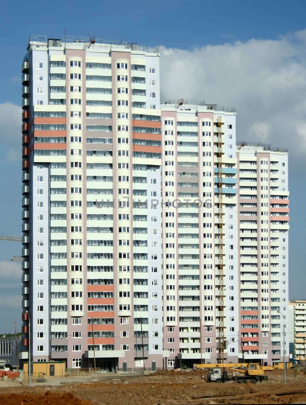 New buildings are in the new district of Moscow