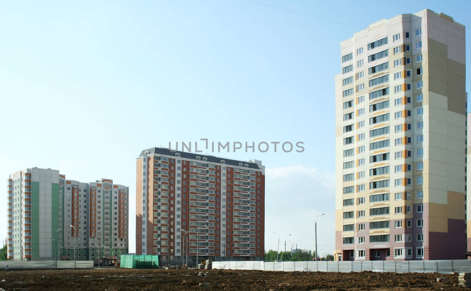 New buildings are in the new district of Moscow