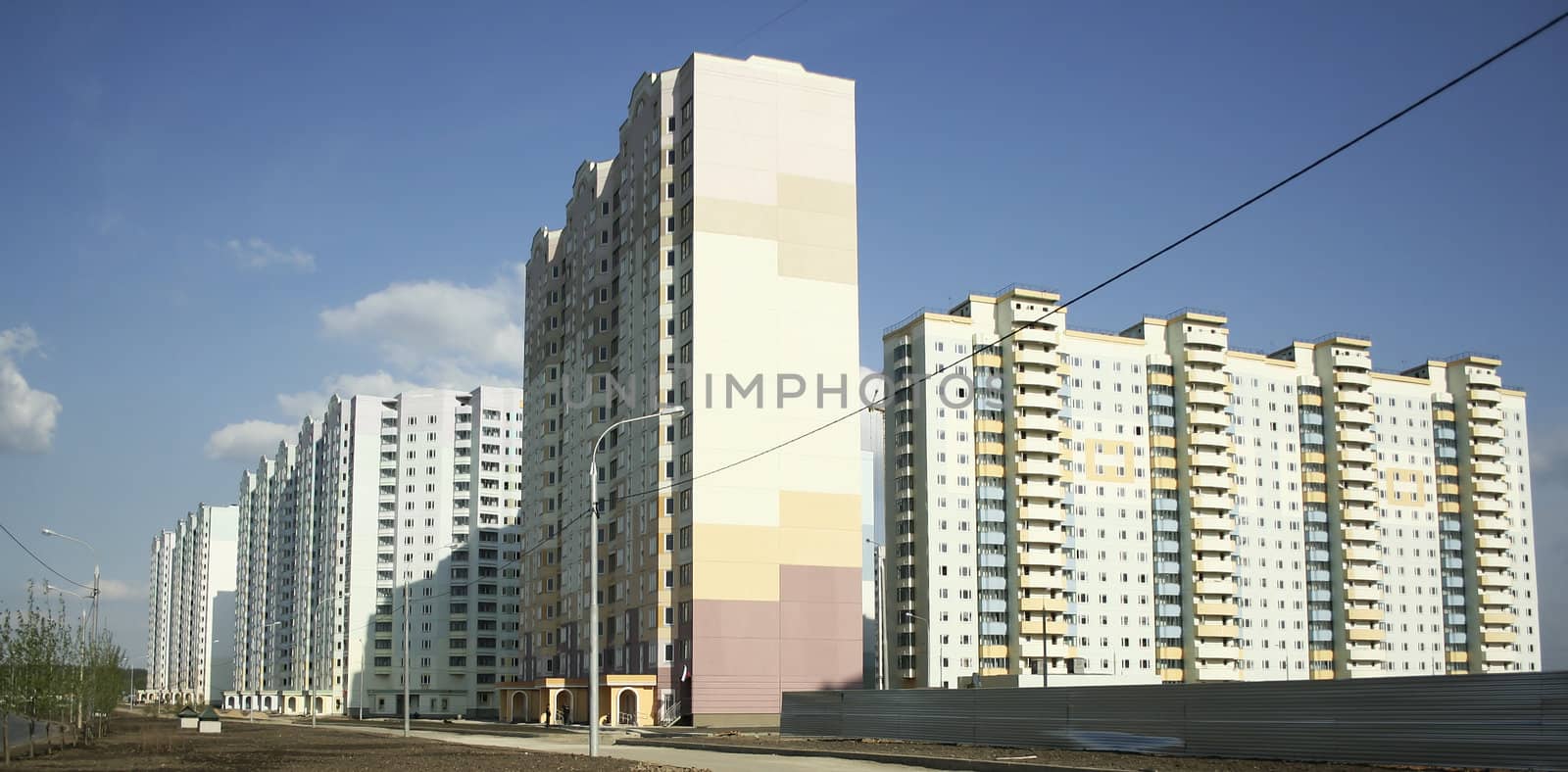 New buildings are in the new district of Moscow