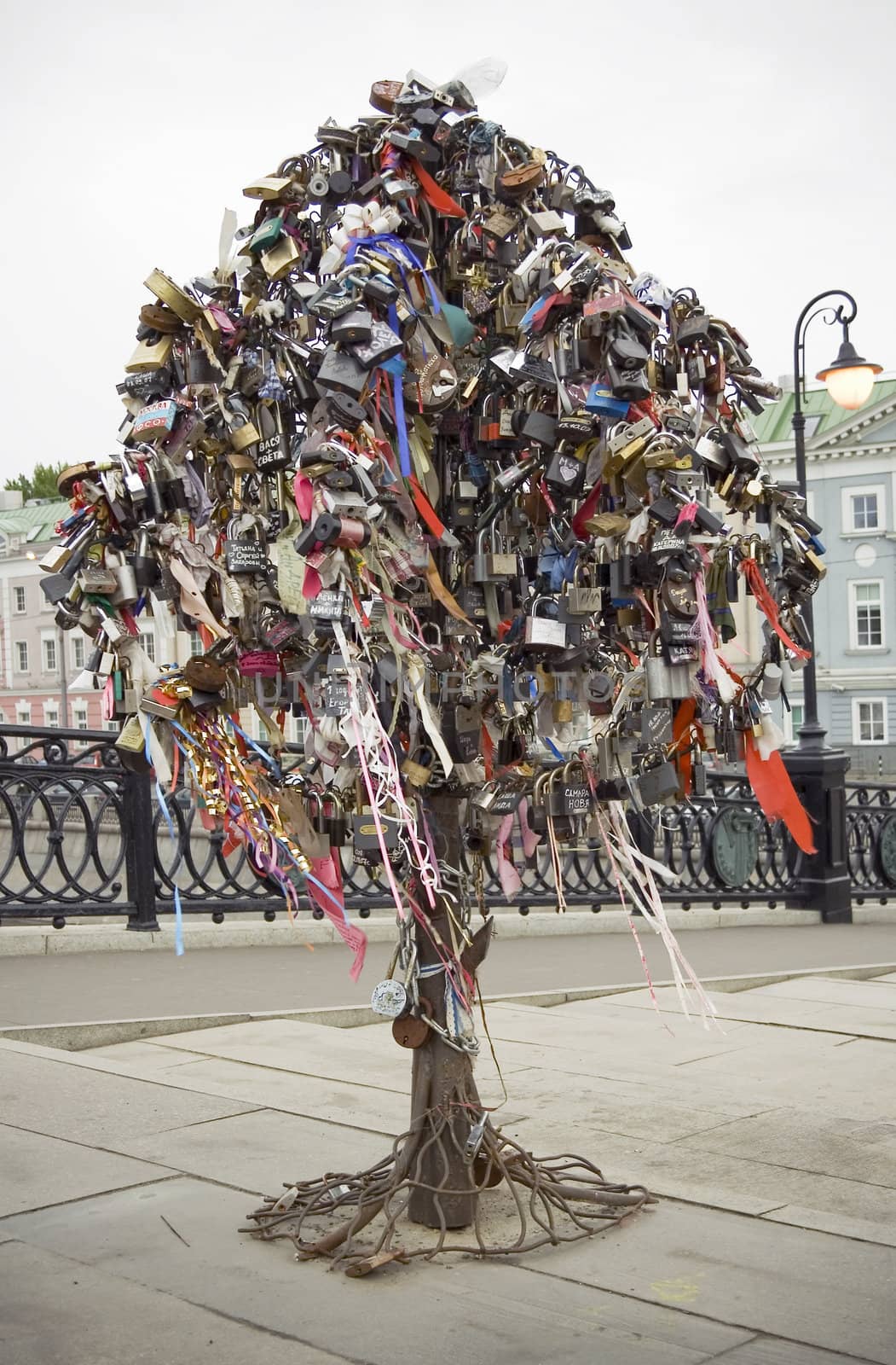 Wedding padlock tree in Moscow. New custom.