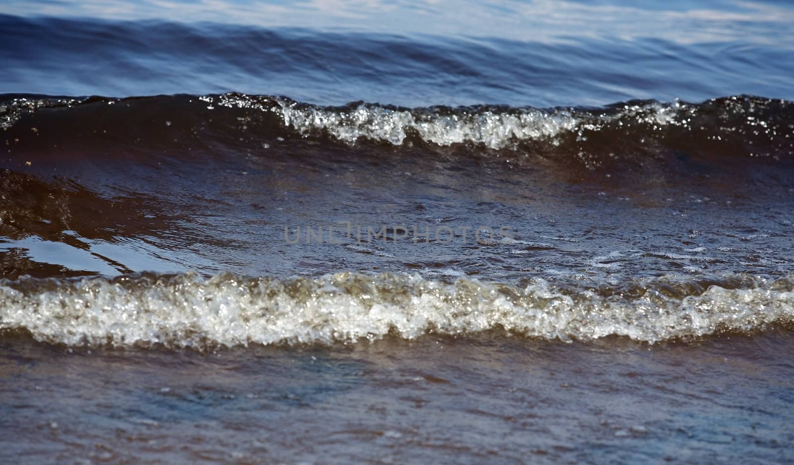 The image of dark blue water with waves