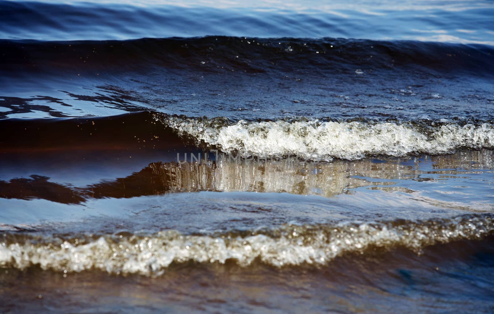 The image of dark blue water with waves