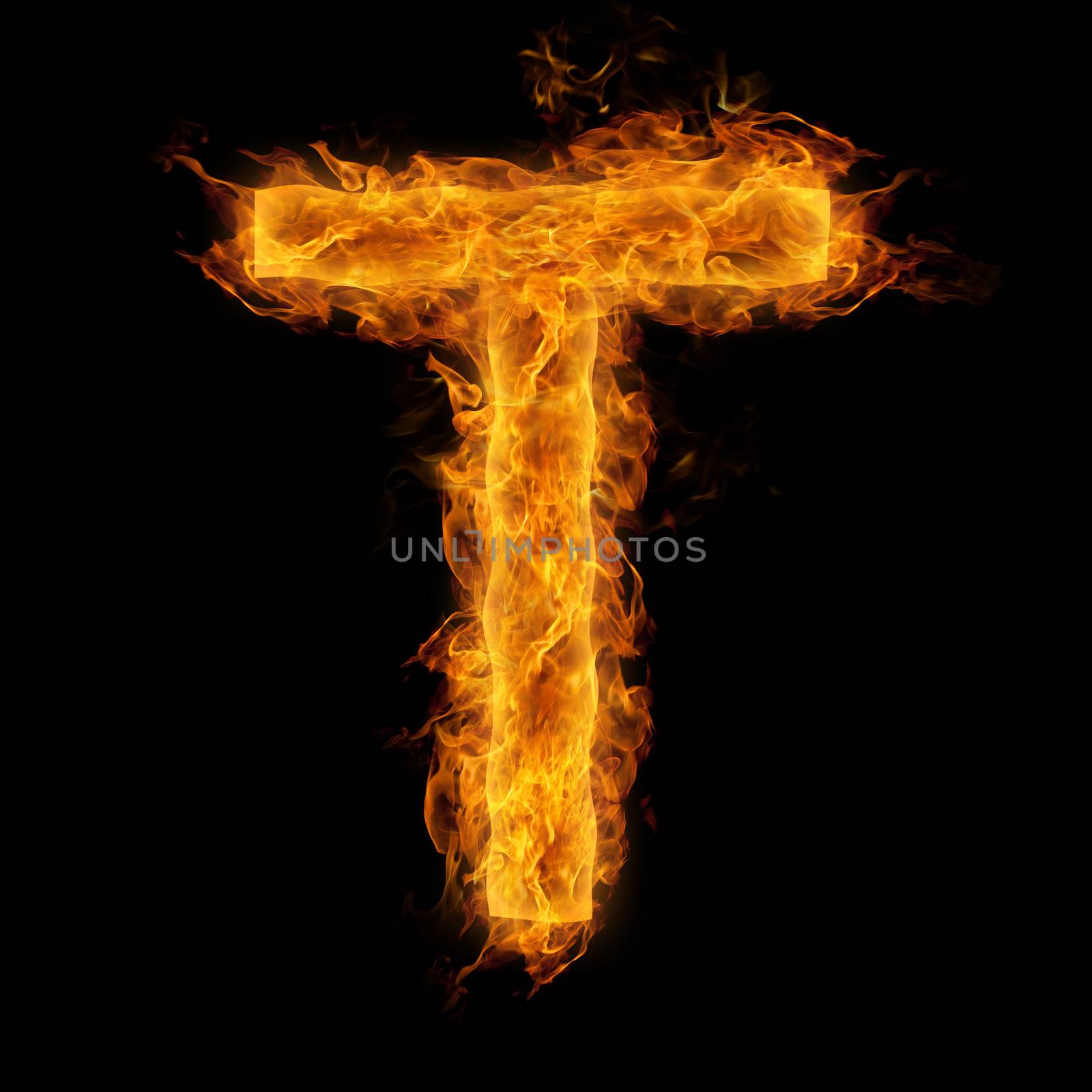 Fiery uppercase letter T