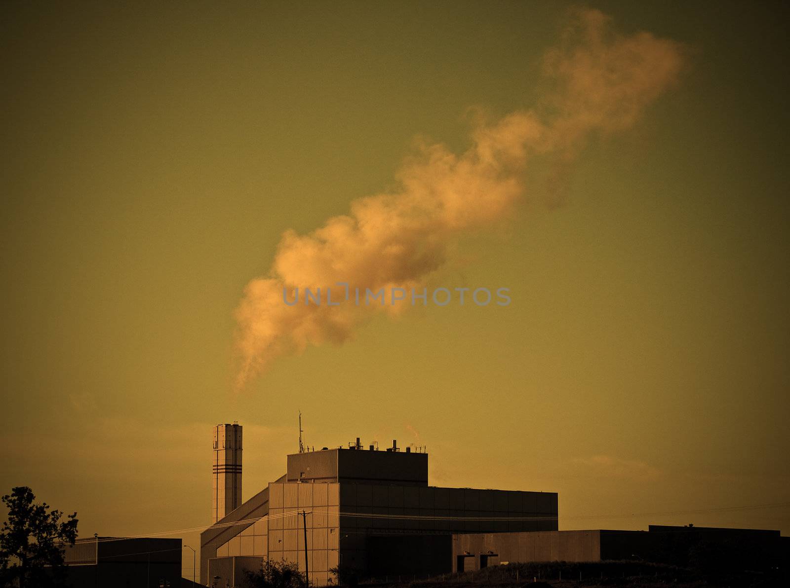 Waste to Energy Plant with Smoke Coming Out of a Smokestack