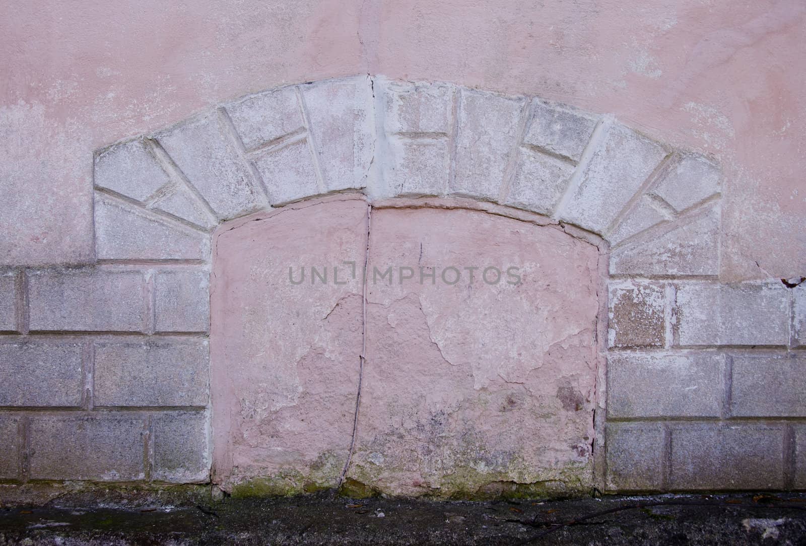 Architectural ancient wall background. Wall of old abandoned building in oldtown.