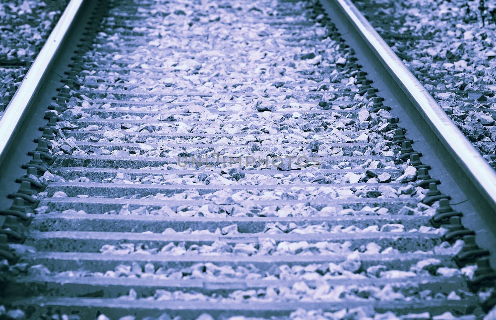 Photo of a train railway, retro style toned photo