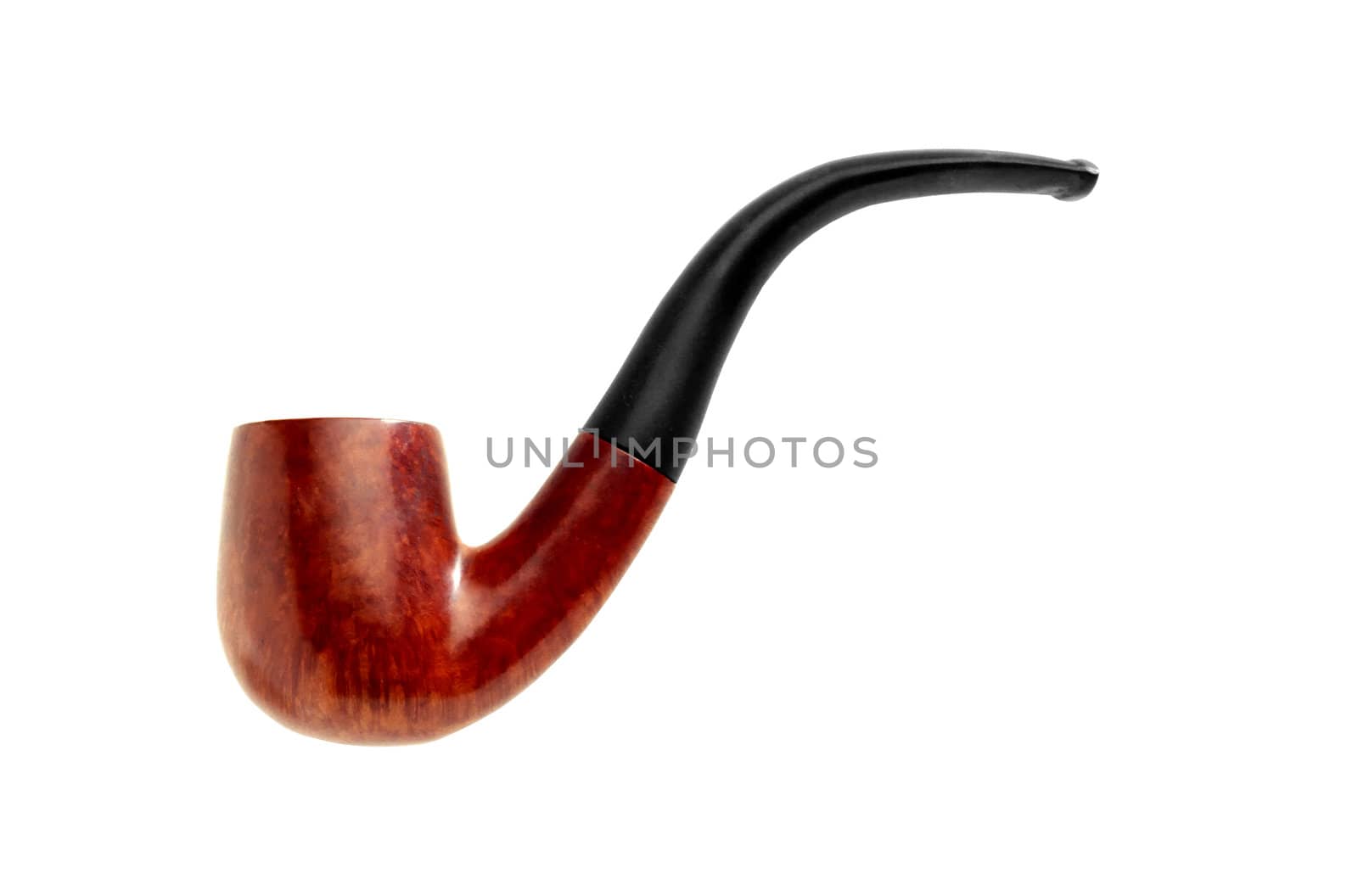 brown tobacco pipe color image isolated on a white background