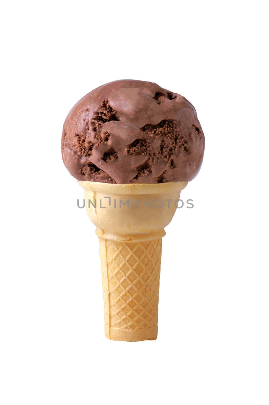 Chocolate ice cream cone isolated on white by shutswis