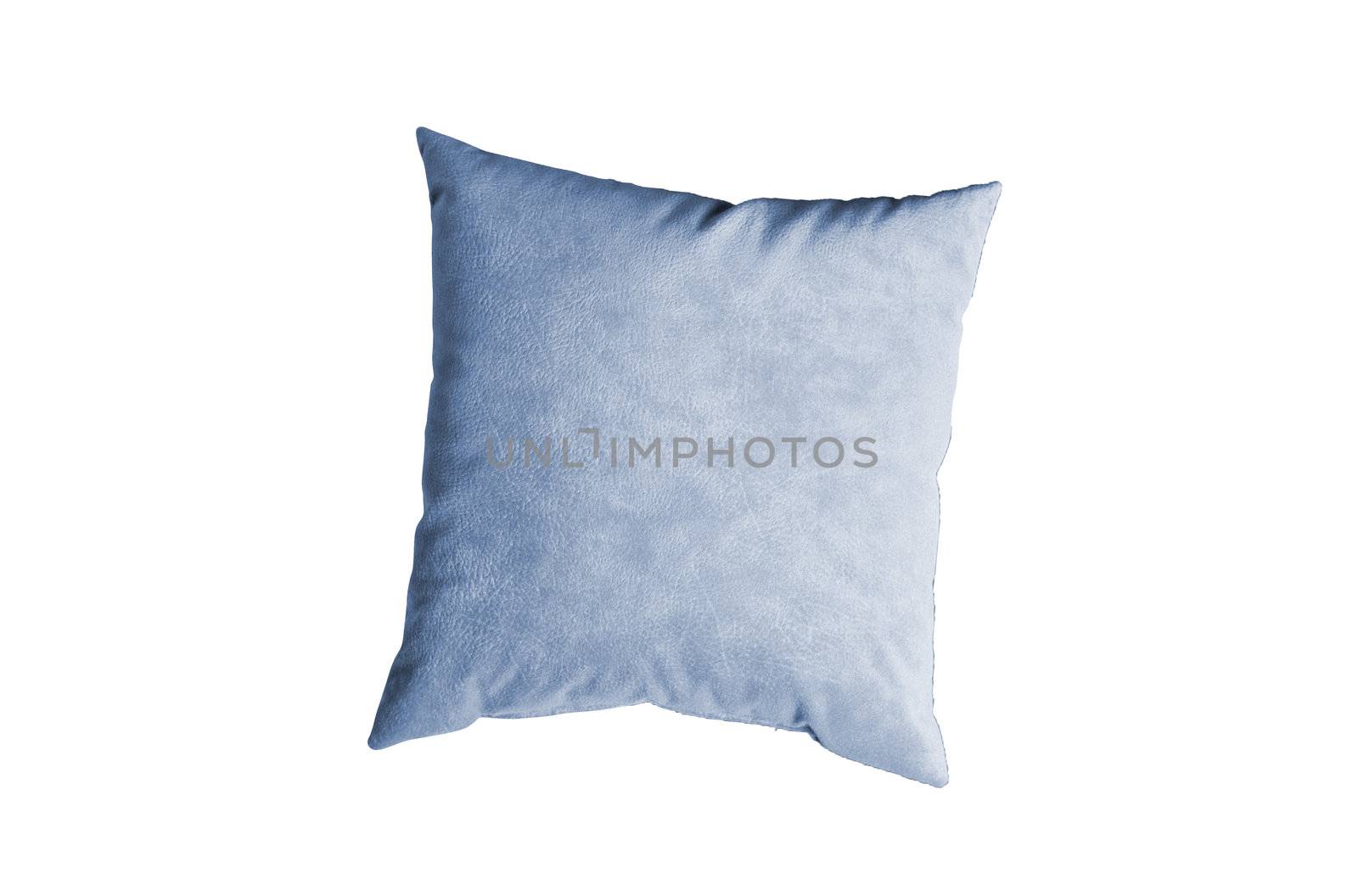 blue pillow isolated on the white background