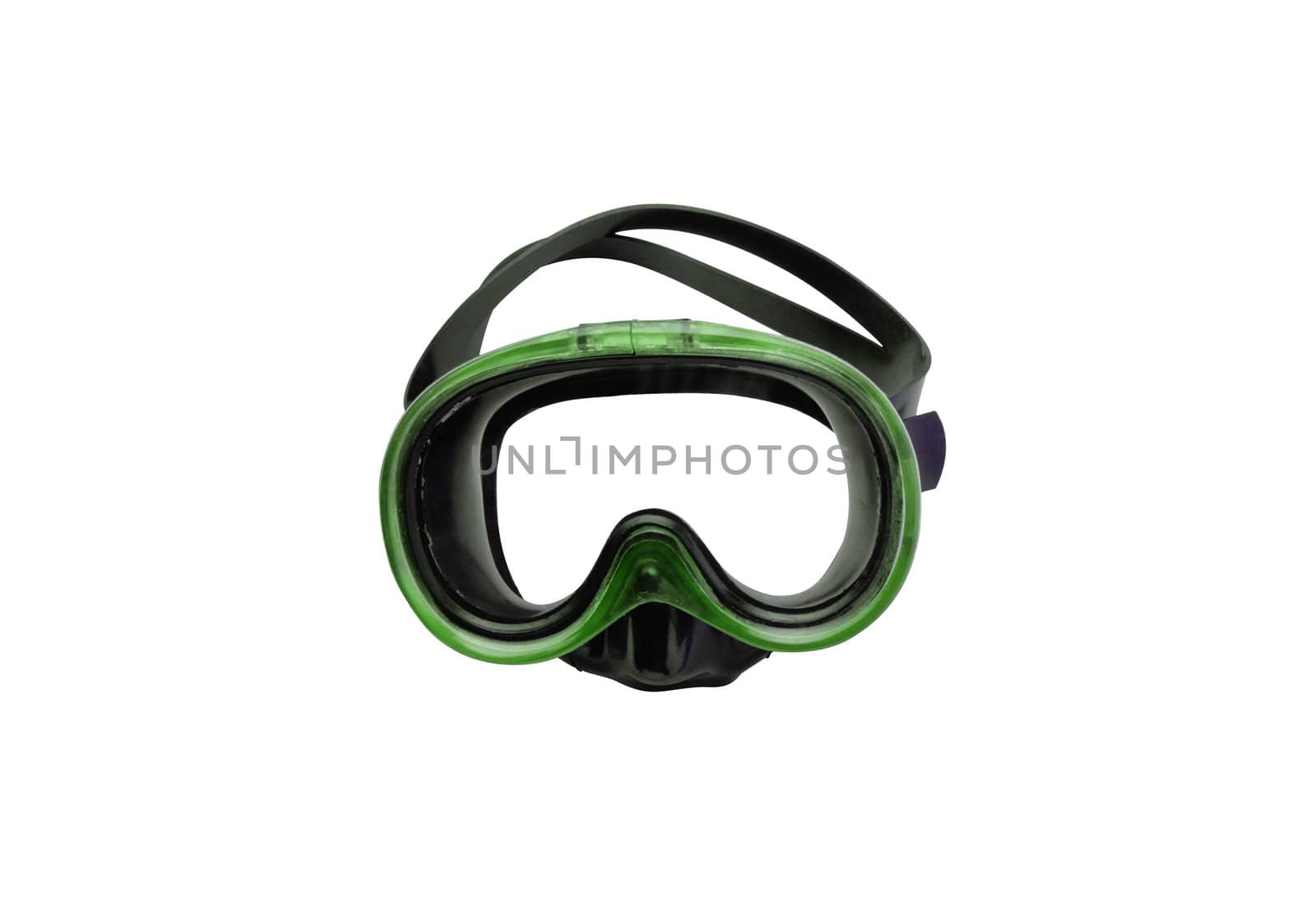 green diving mask isolated on white by shutswis