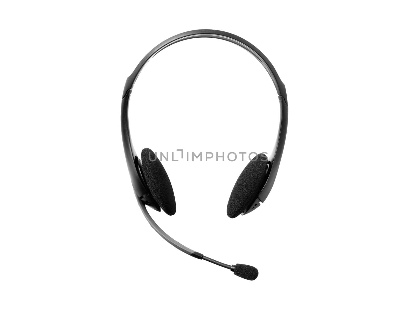 headphones with a microphone on white by shutswis