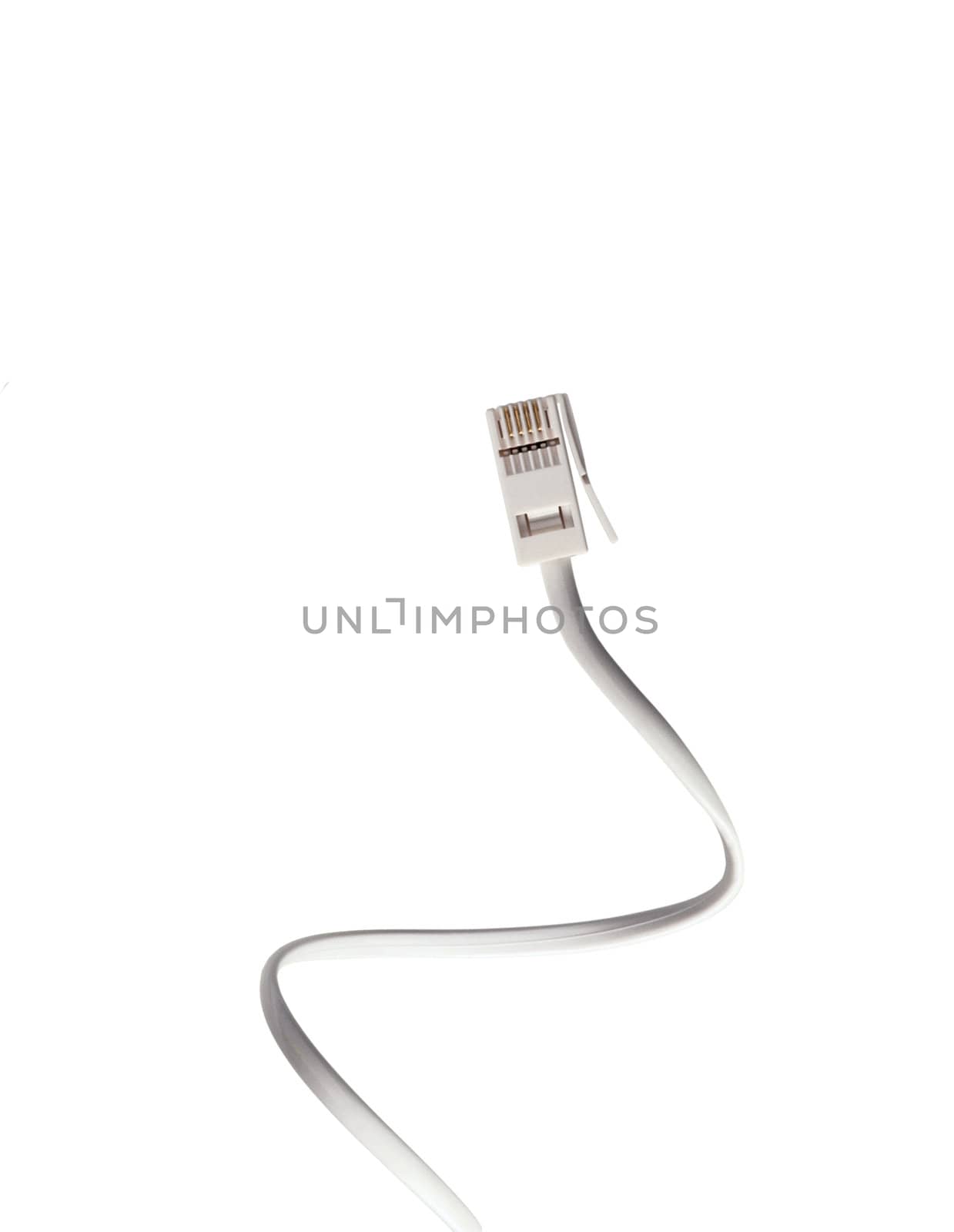 white telephone cable isolated by shutswis