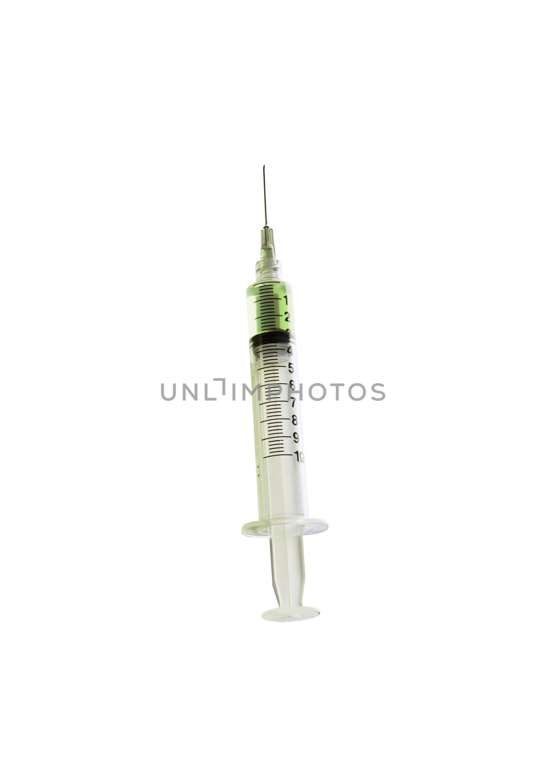 Glass syringe isolated on a white background