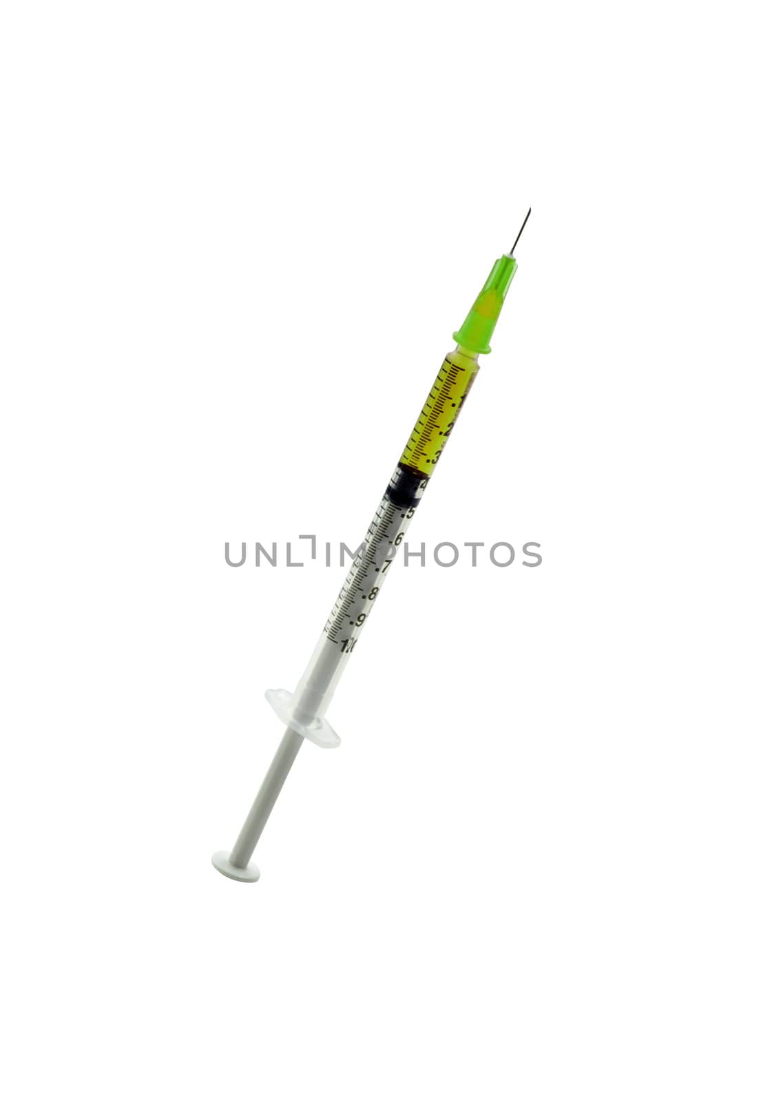 Glass syringe isolated on a white background