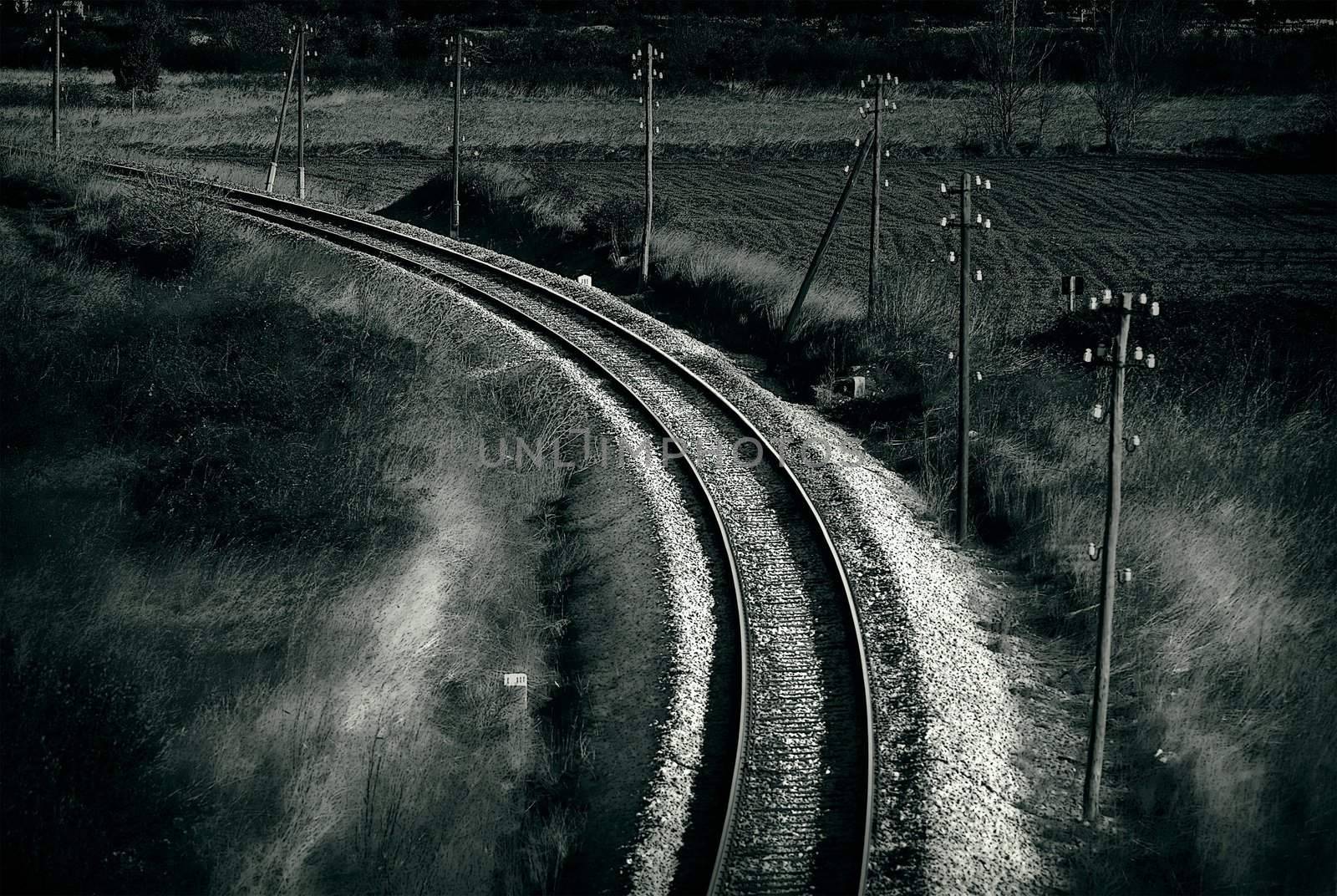 Old railroad , artistic retro style toned photo