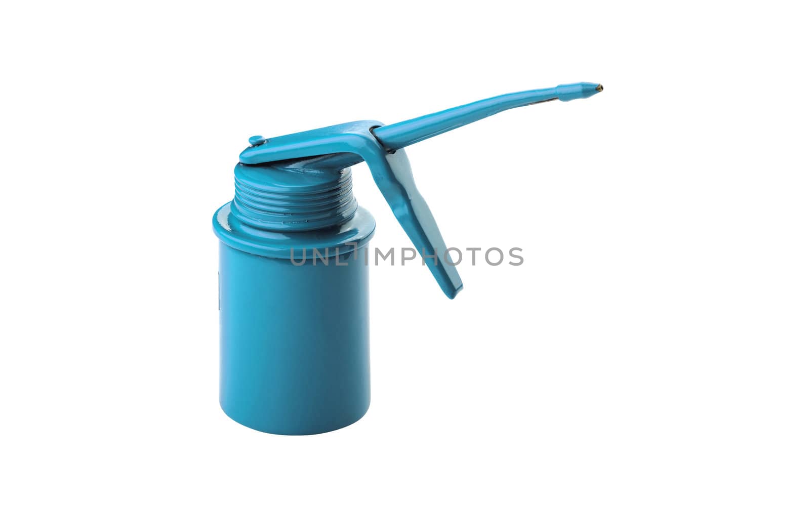 blue oil can isolated over white background