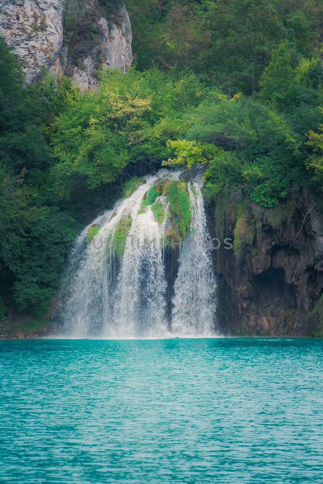 Beautiful waterfall at Plitvice Lakes National Park , UNESCO World Heritage Center.