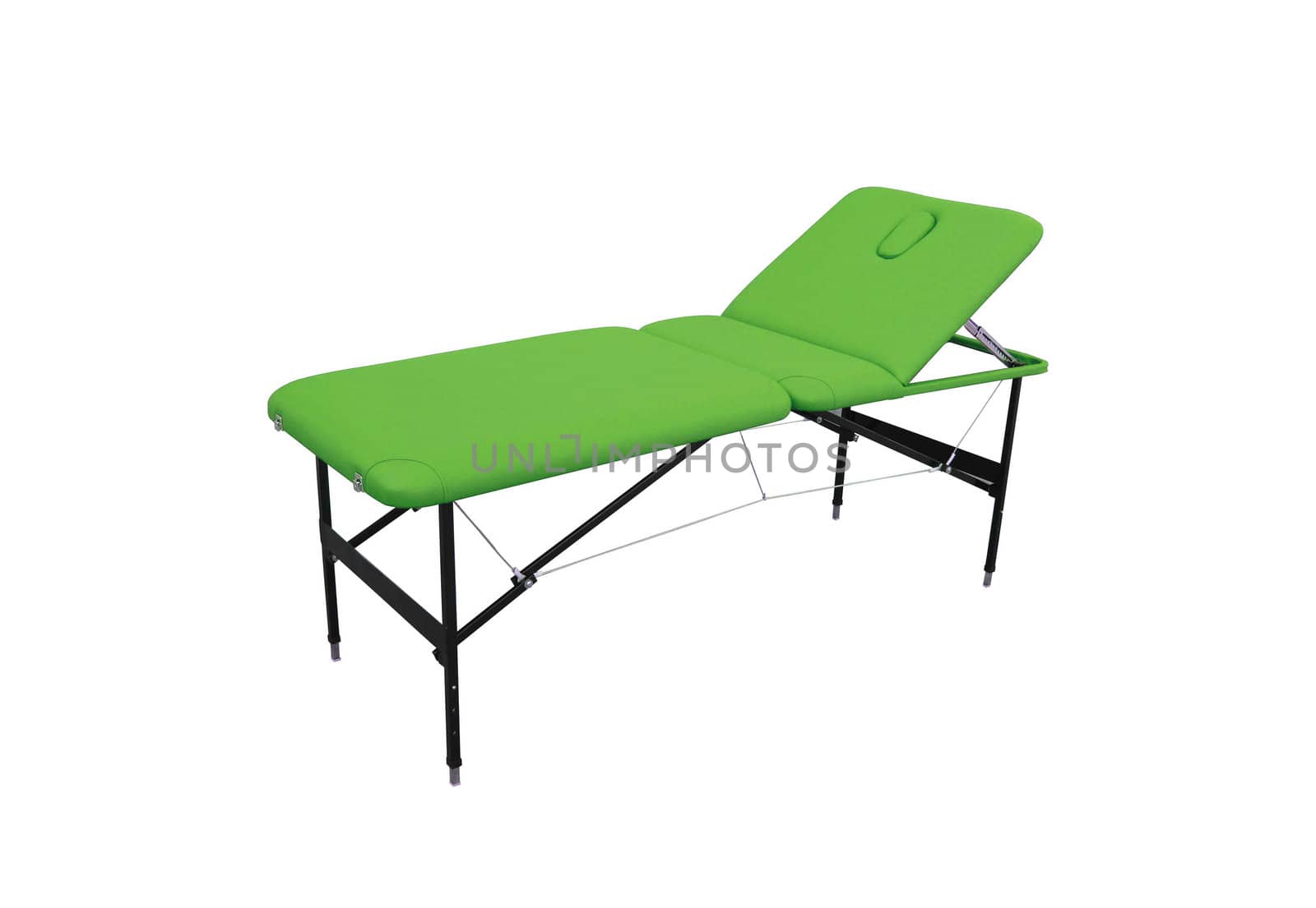 Objects on white: green massage table for you