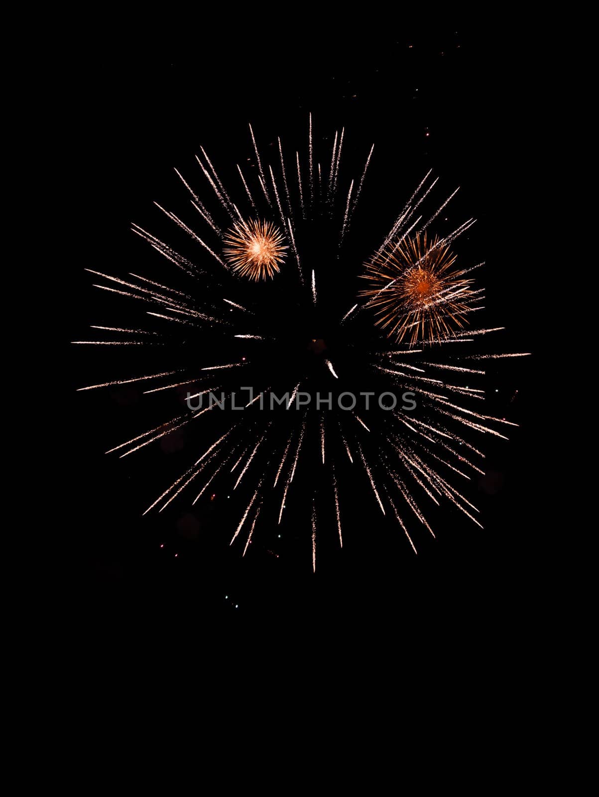 Photo of fireworks isolated on the dark sky