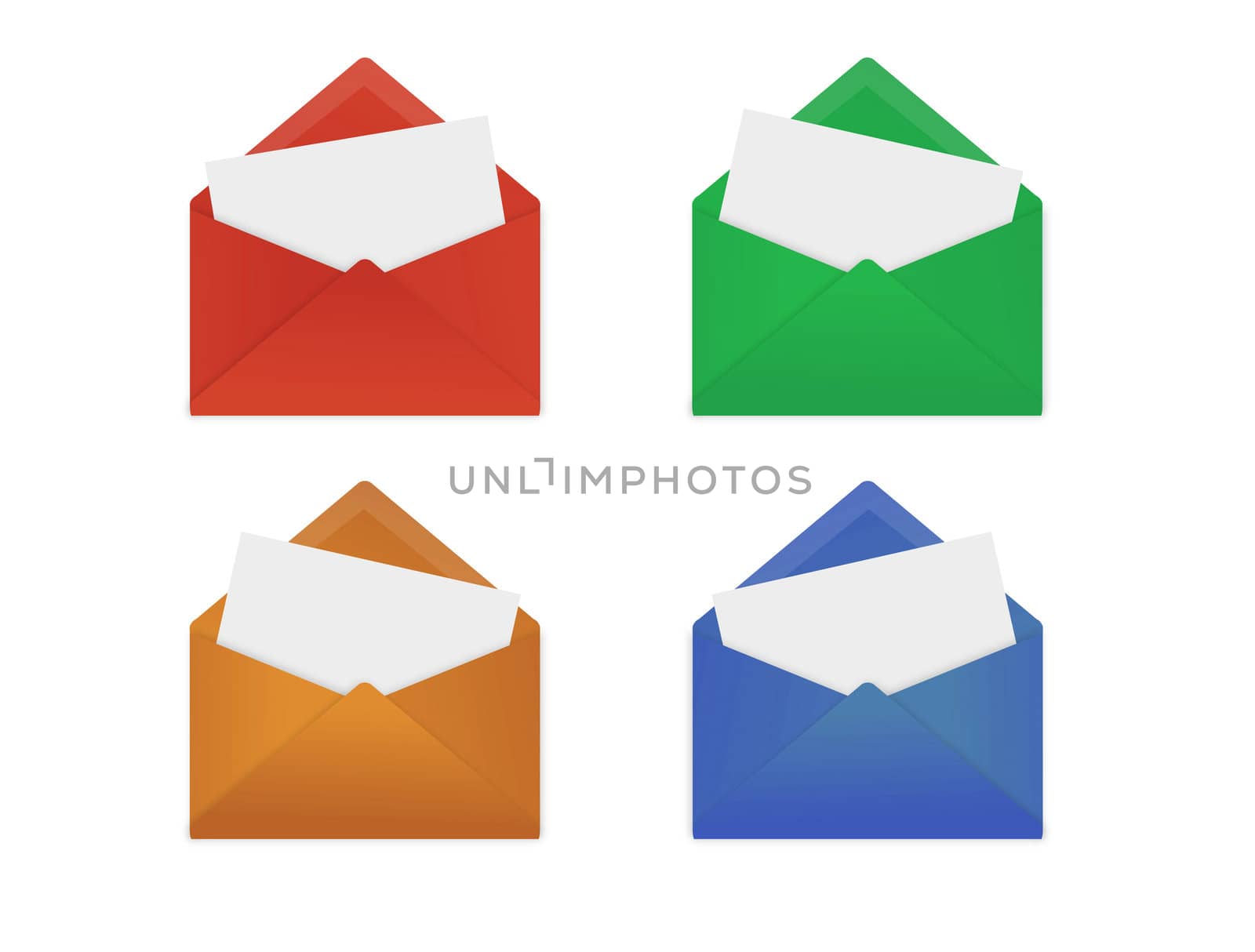 colored Envelopes isolated on a white background