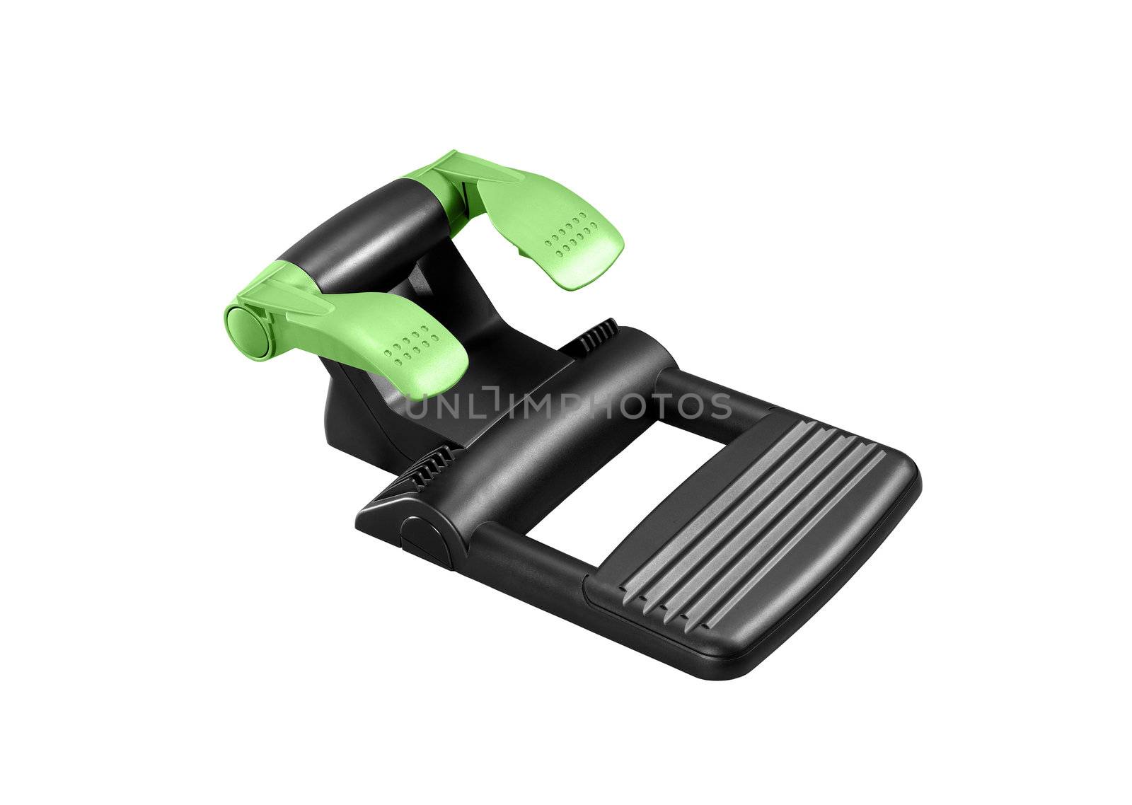 Computer steering pedals isolated on white background