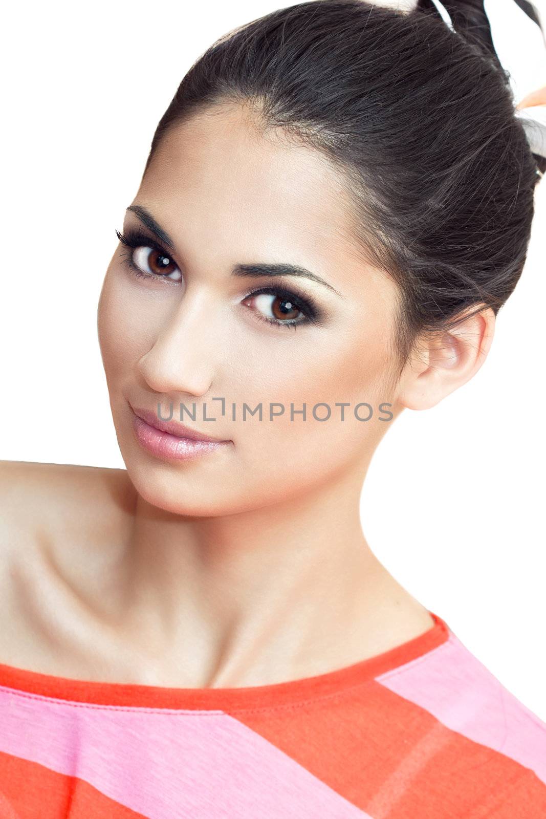 a close up portrait of a beautiful brunette 