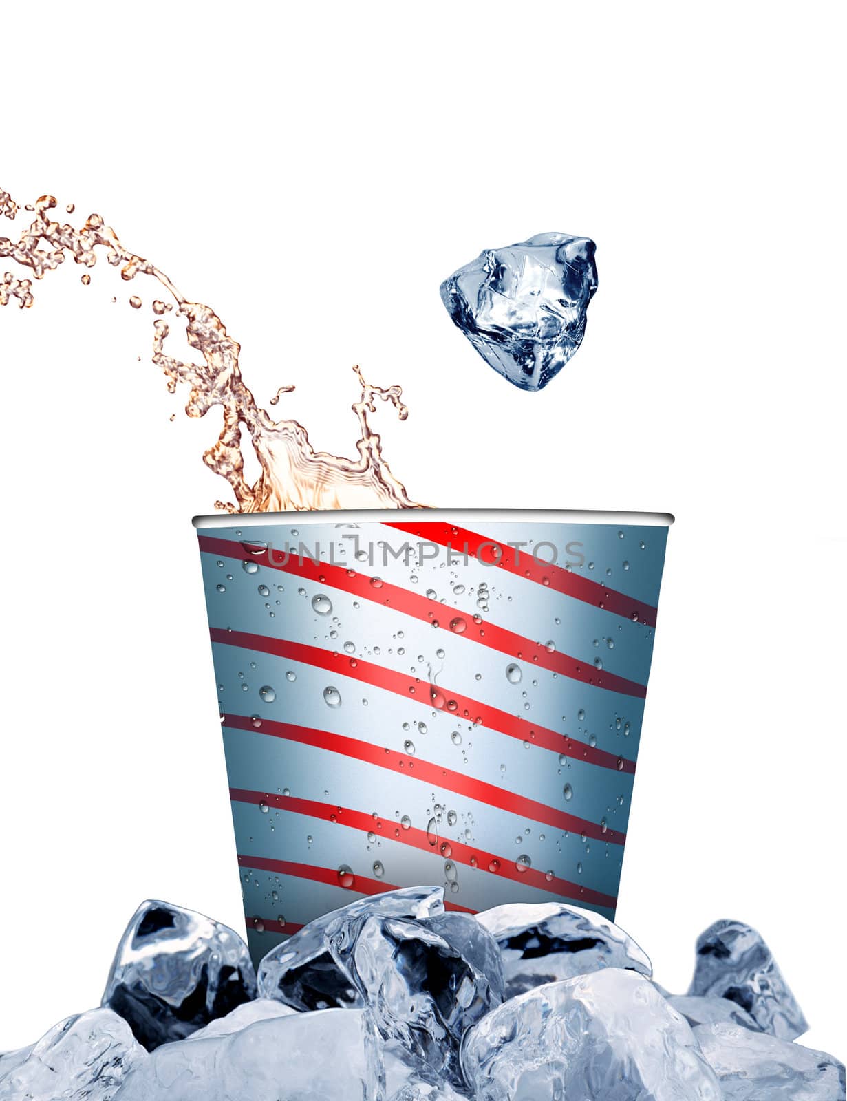 Cold purified water in the glass with bubbles