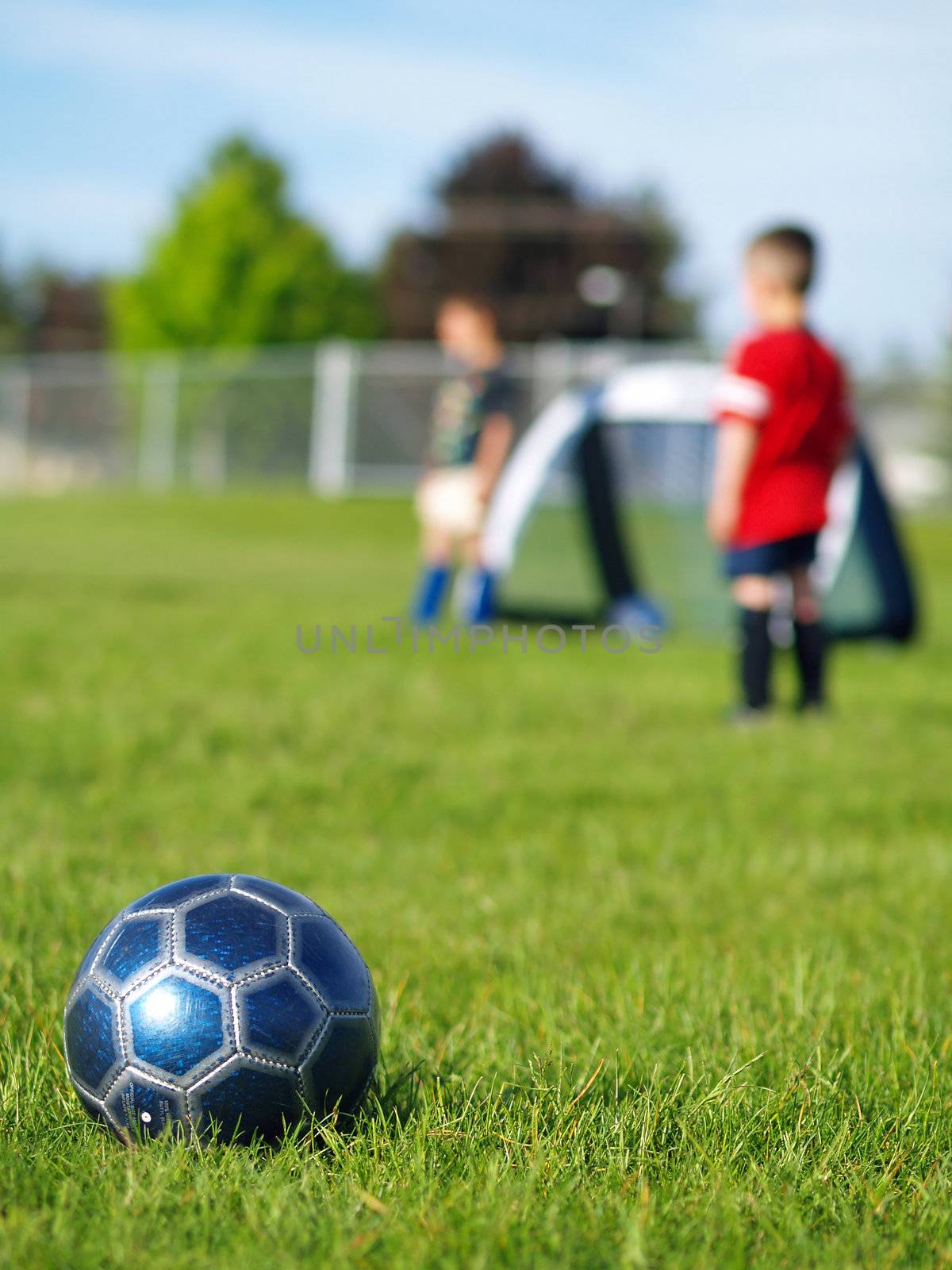 Blue Soccer Ball and Players by Frankljunior