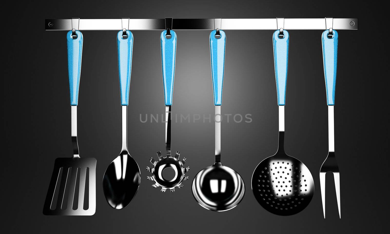 A set of kitchen tools, stainless steel