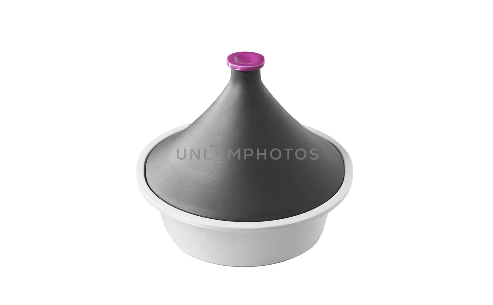 Red plastic closed bowl on white background