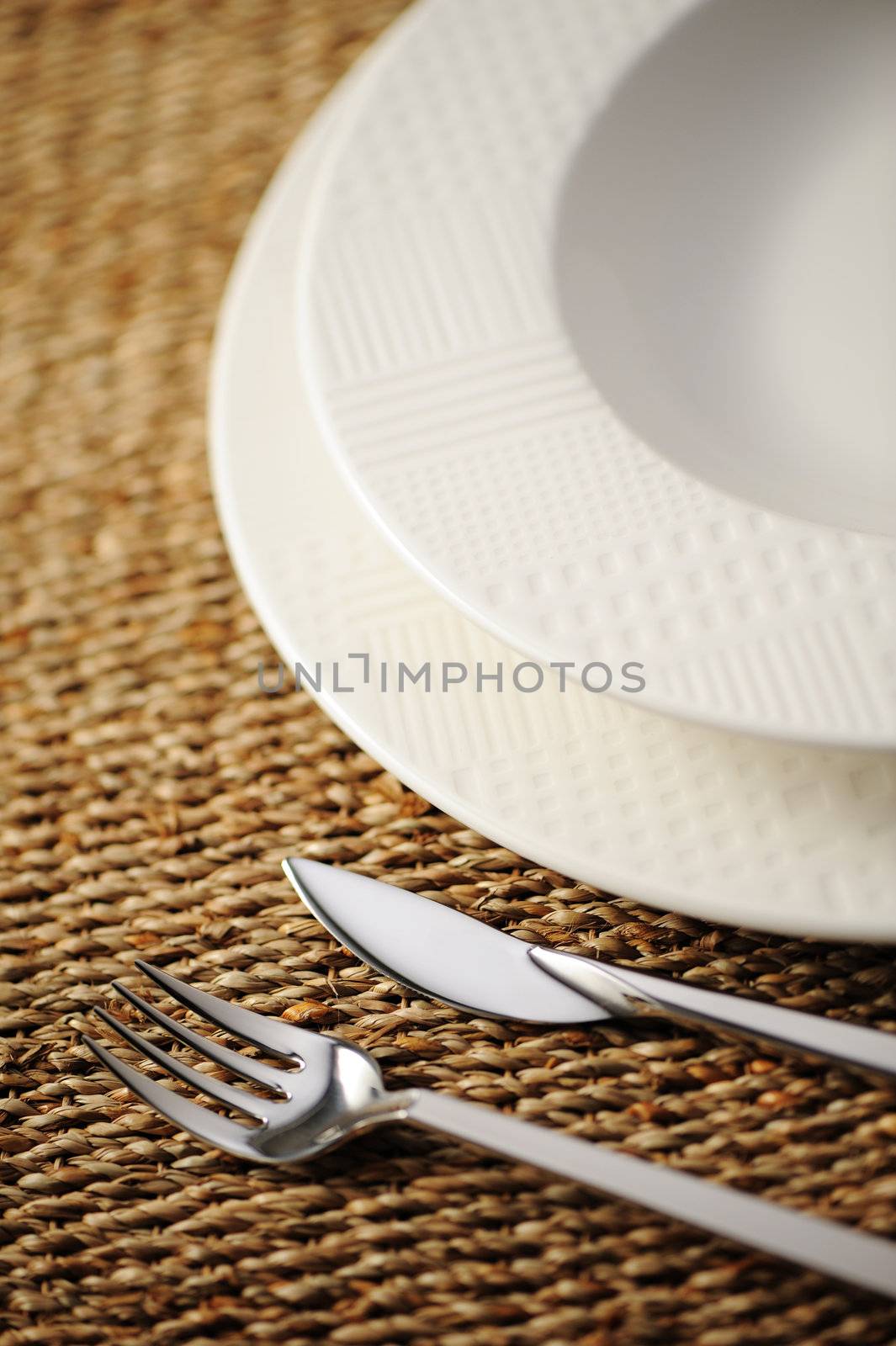 Place setting ready for the banquet.Soft focus.