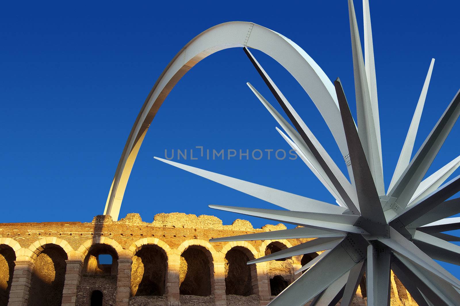 Arena of Verona - Italy with modern Christmas star