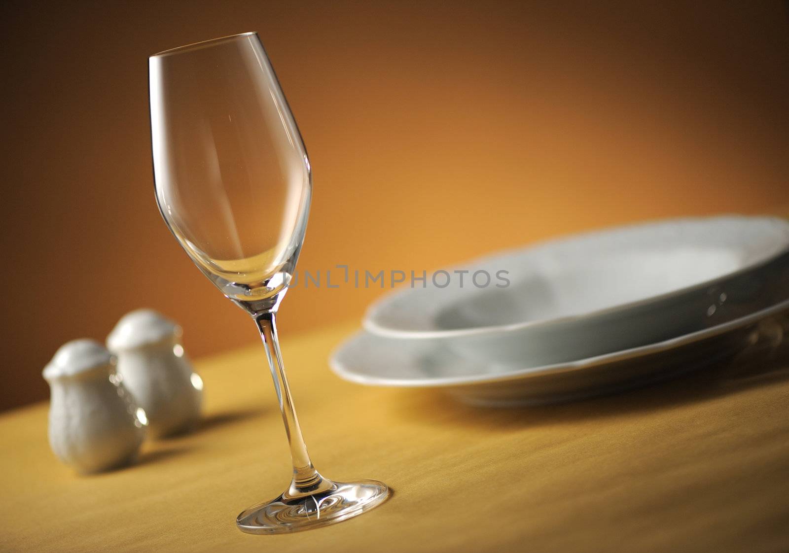 glass on table, close up, shallow dof