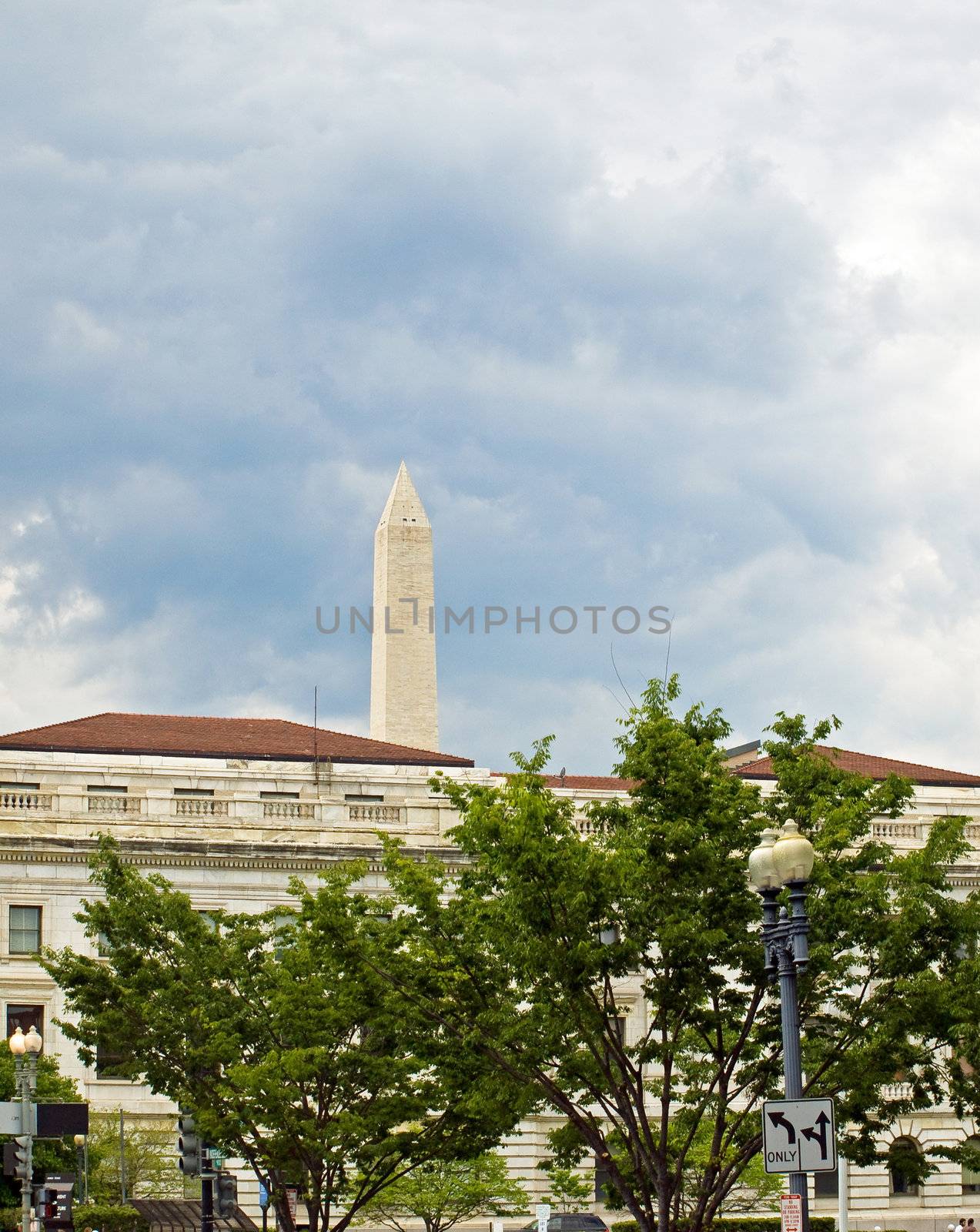 The Washington Monument as seen from the Streets of Washington DC