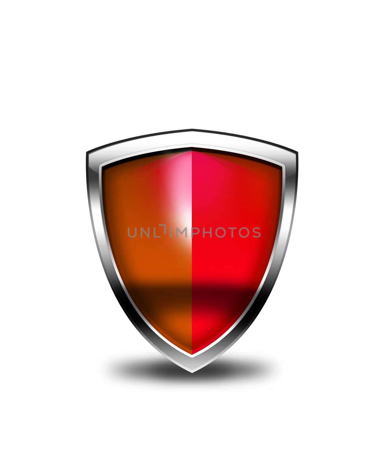 Red security shield isolated on a white background