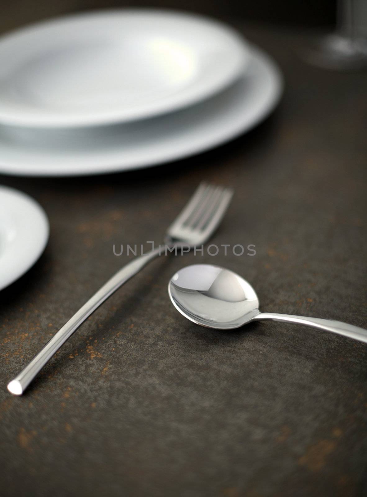 Elegant close up of a restaurant table,soft focus