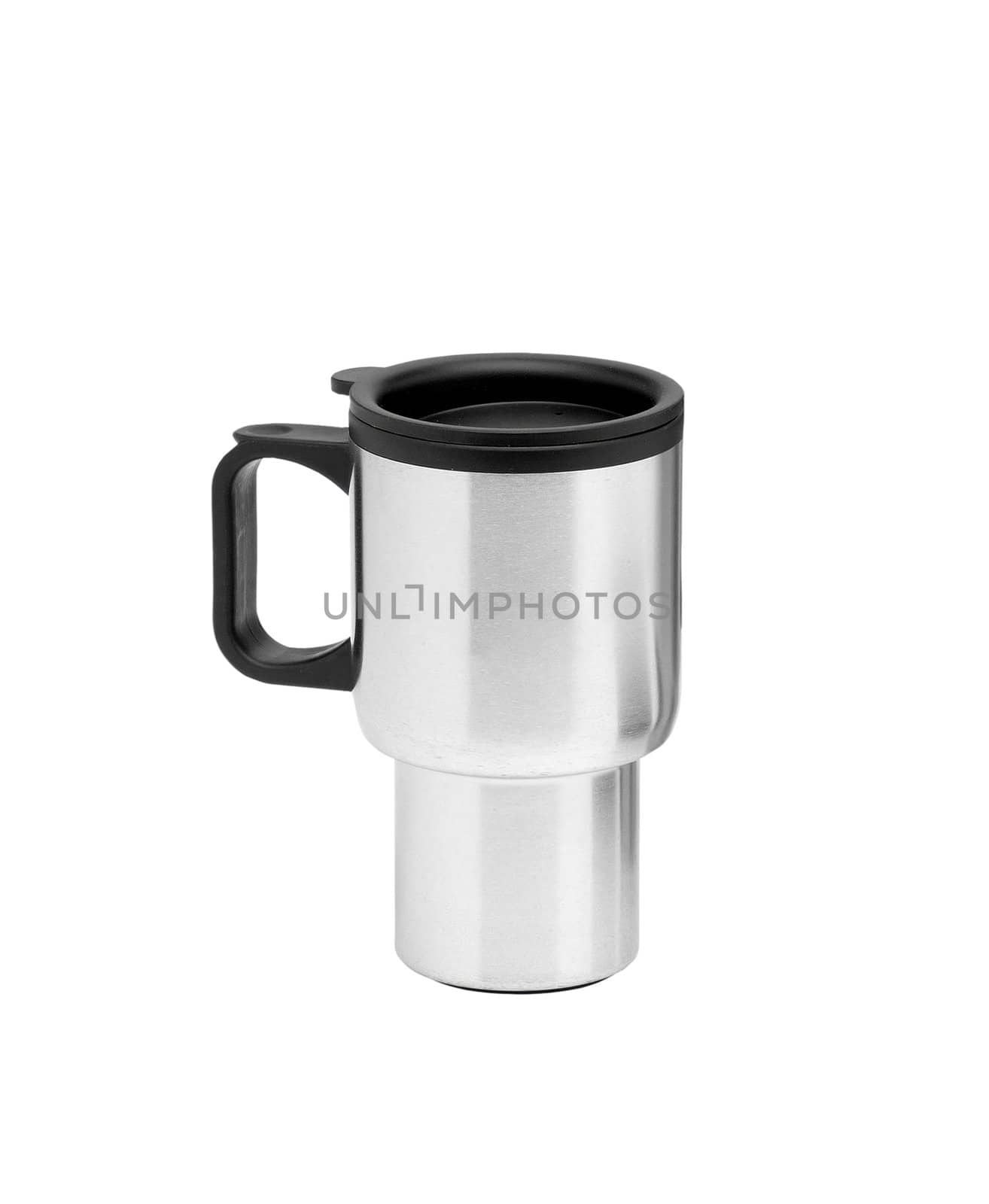 Empty coffee thermos cup. Isolated on white background