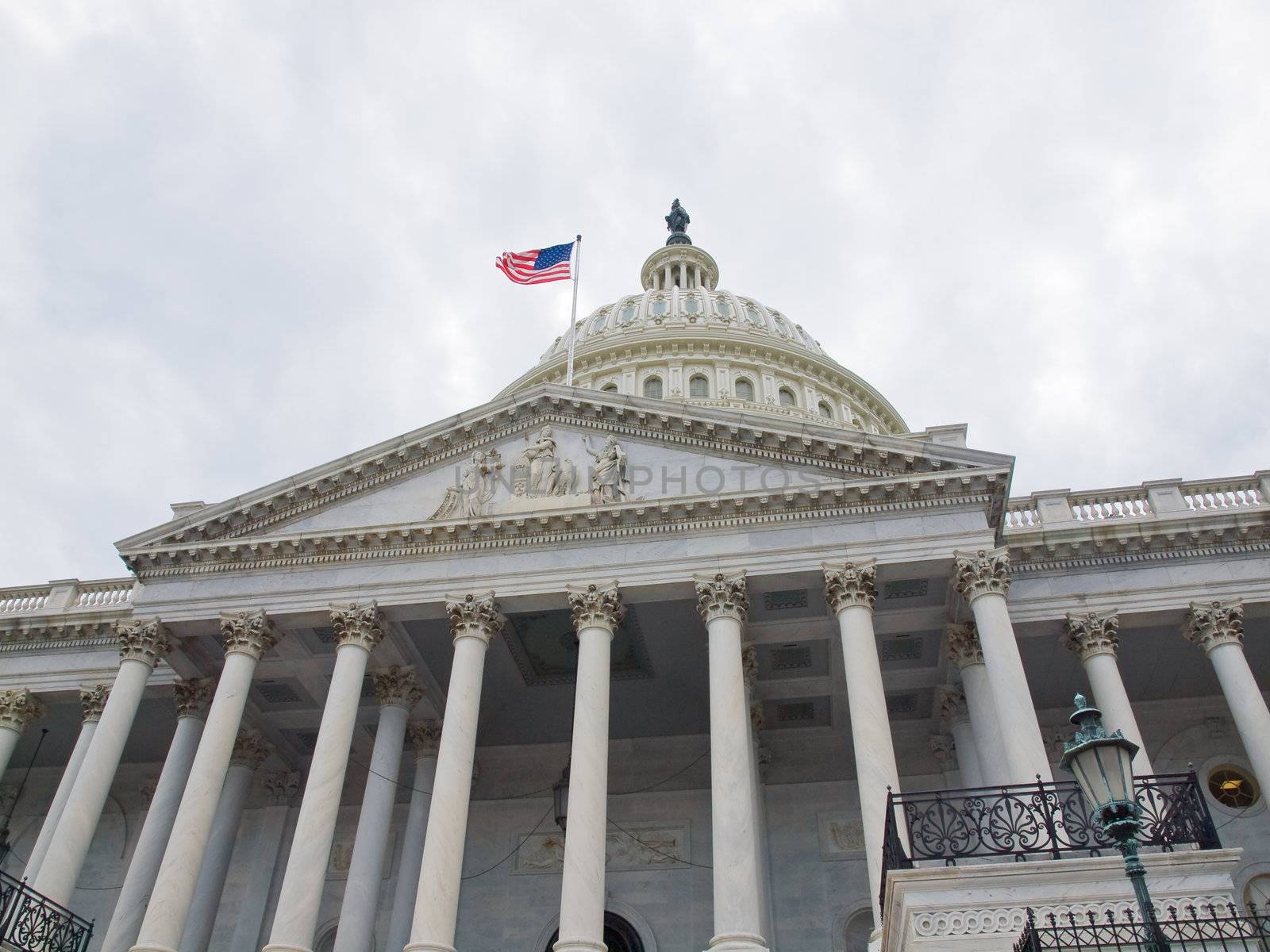 United States Capitol Building in Washington DC with American Flag