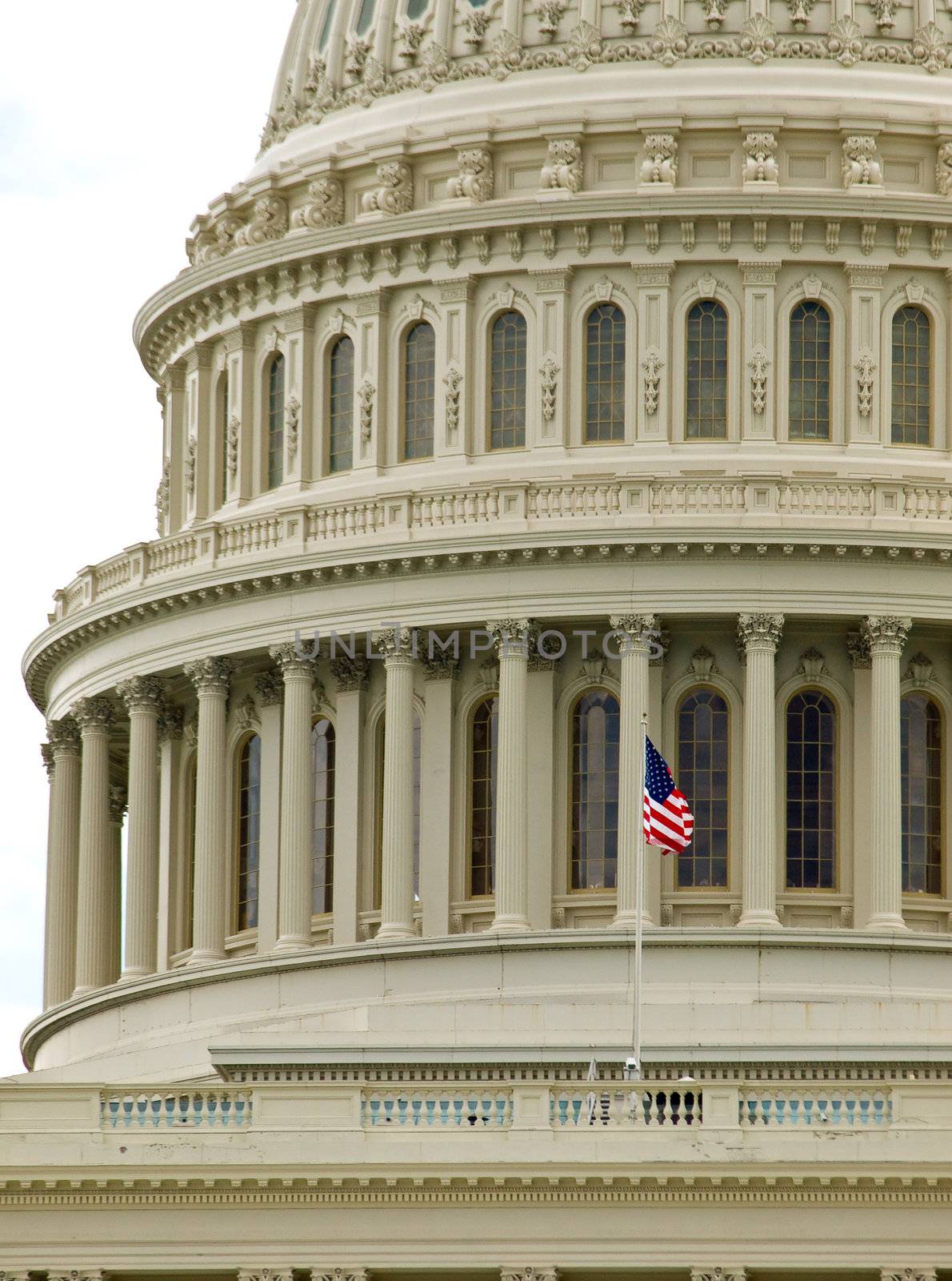 United States Capitol Building in Washington DC with American Flag