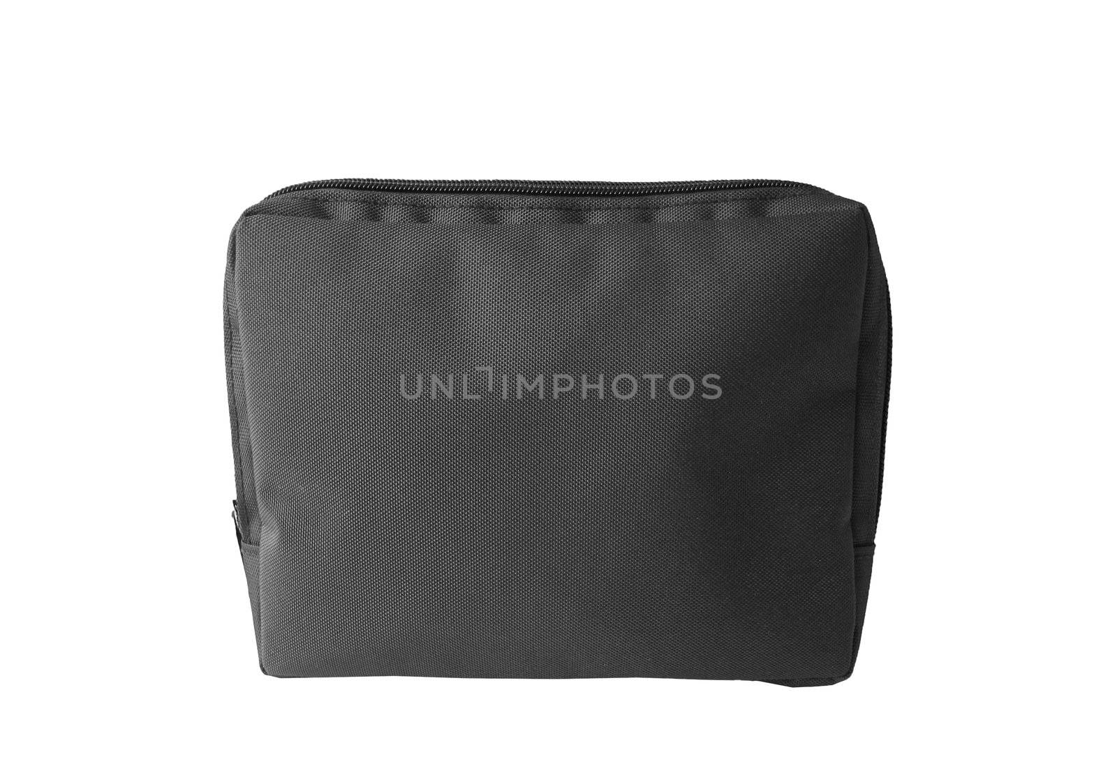 Black laptop case isolated on white background.