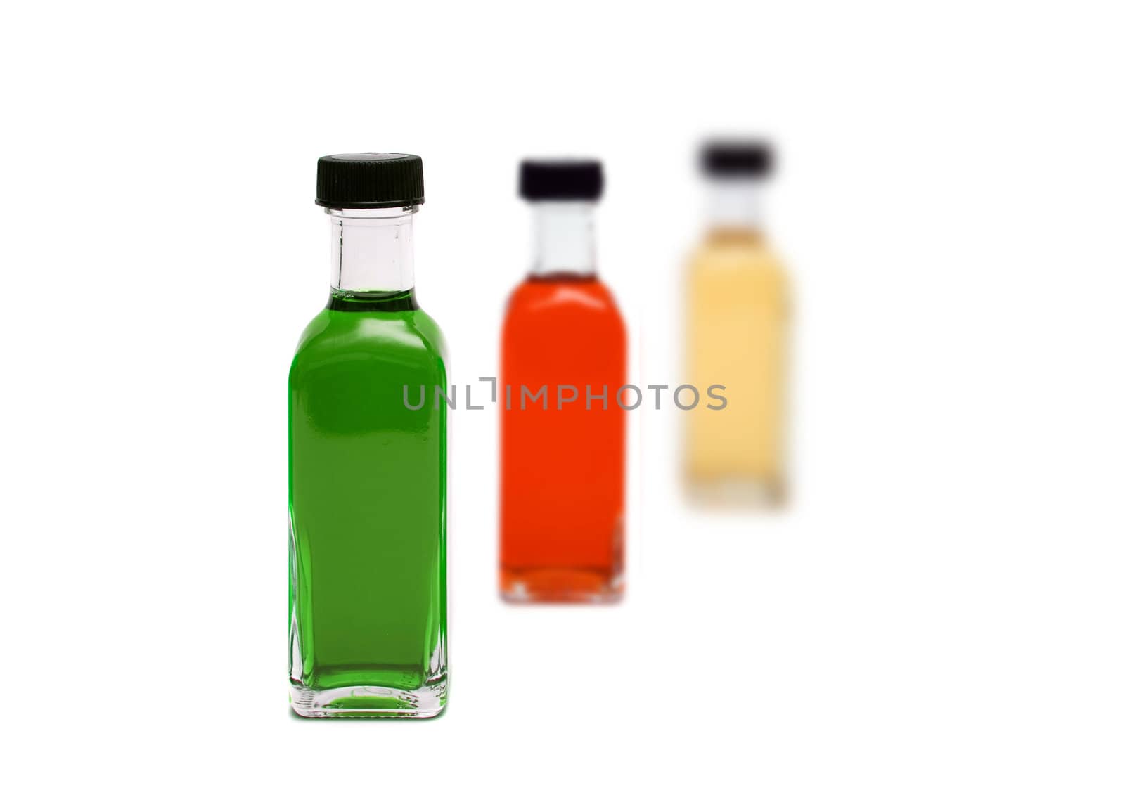 Line of glass bottles