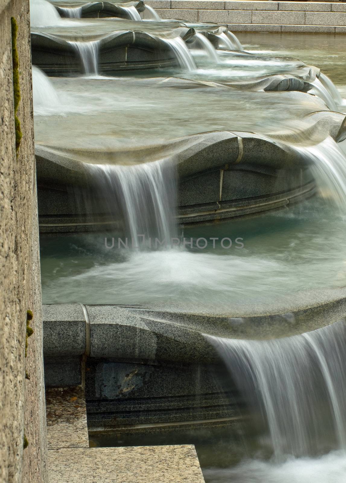 Water in a Fountain Flowing with a Slow Shutter