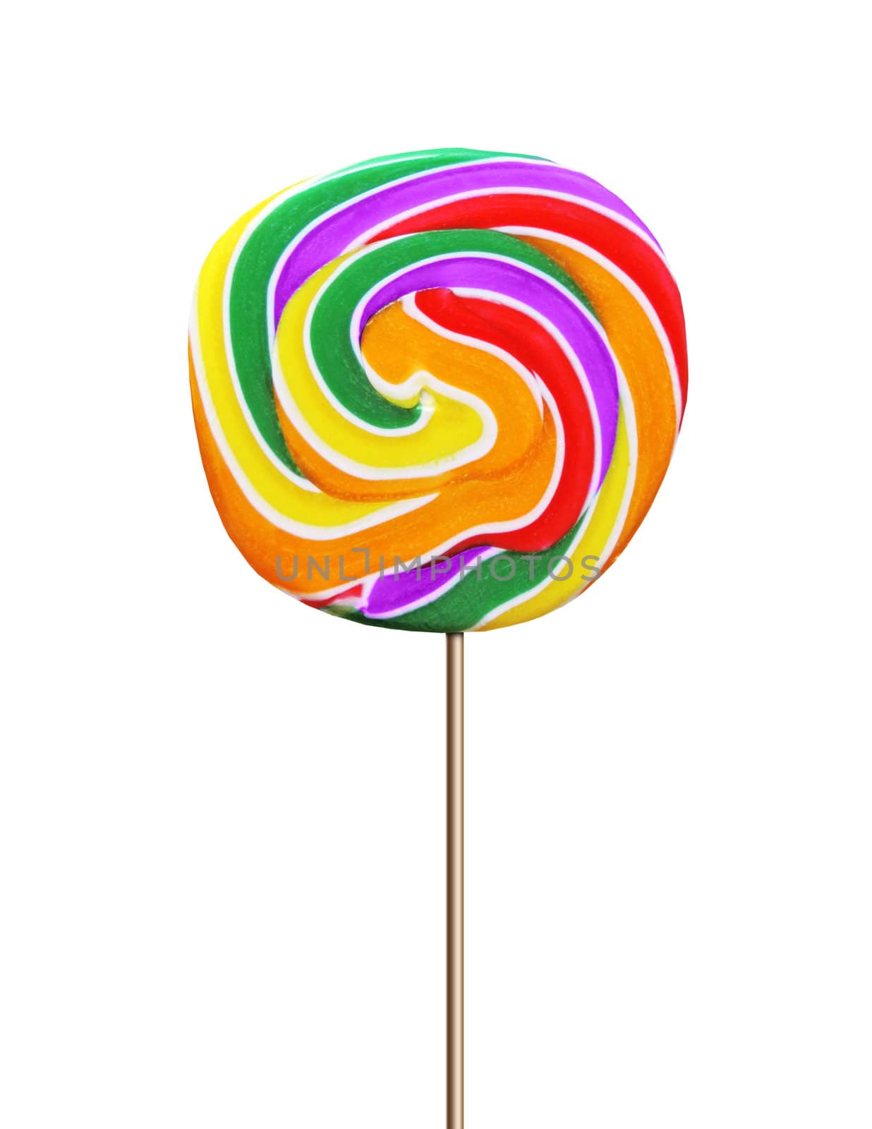 Colorful spiral lollipop isolated on white background