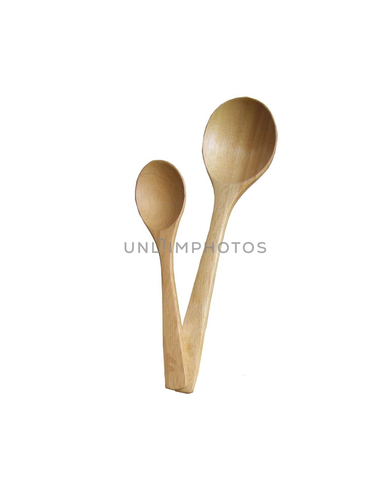 New wooden spoon isolated on a white background.