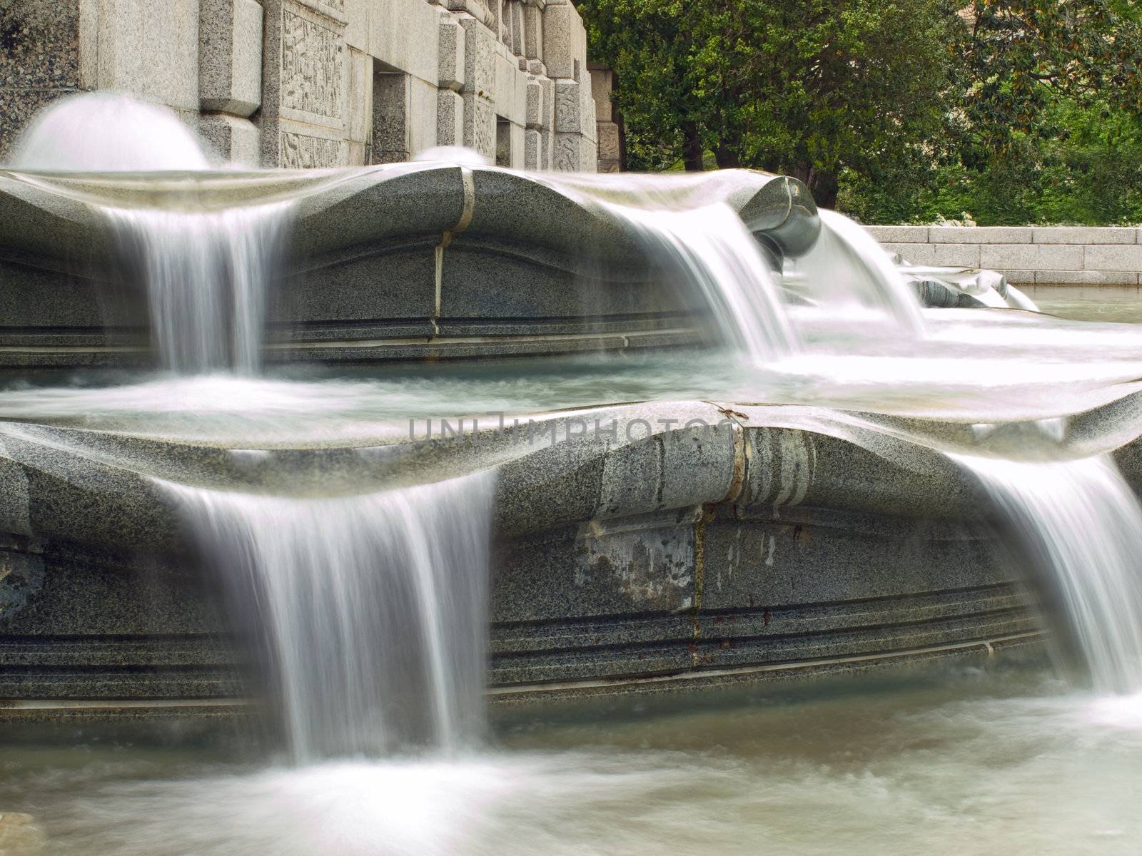 Water in a Fountain Flowing with a Slow Shutter